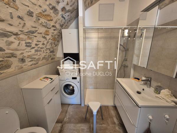 Spacieuse bastide en pierres avec dépendances et jardin paysager.