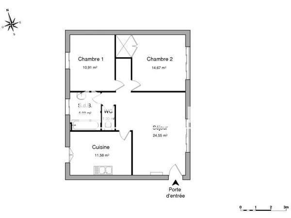 Location Appartement 3 pièces 68.03 m² - LE VILLAGE - R.N.86 Soyons 07130