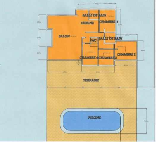 MAISON PLAIN PIED 5 PIECES AVEC PISCINE + DEPENDANCE T2
