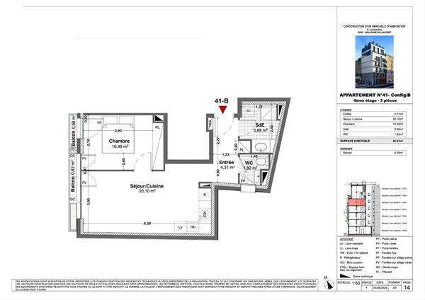 Appartement Boulogne Billancourt 2 pièce(s) 40.61 m2
