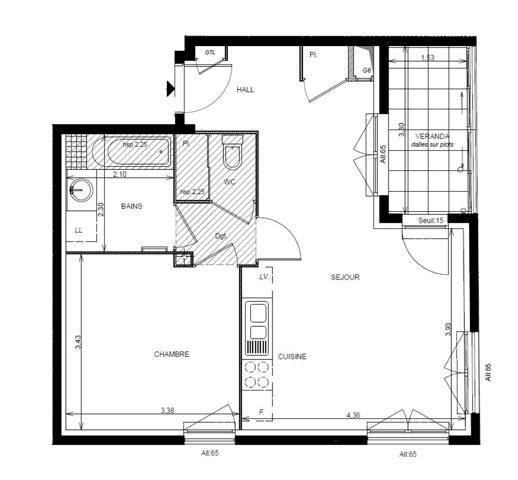 Appartement LYON 46.4 m²