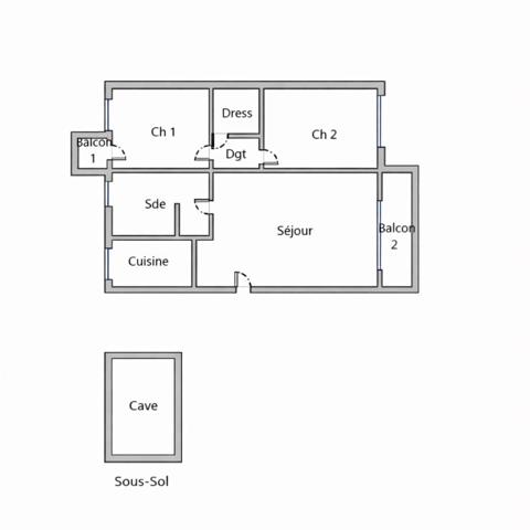 Appartement 3 pièces  67 m² Angers sud