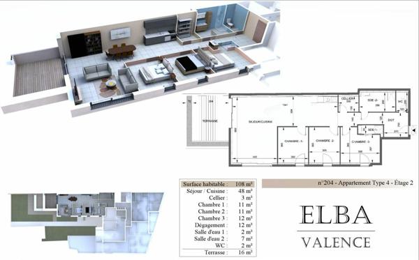 Appartement à vendre    4 pièces • 108 m2 Valence