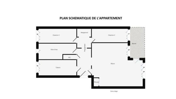 Appartement T3 traversant de 65,97 m² avec balcon et cave - Dernier Etage