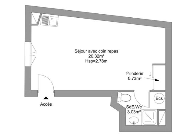 Location Studio 24.1 m² - HOTEL D'ESCURES Orleans 45000