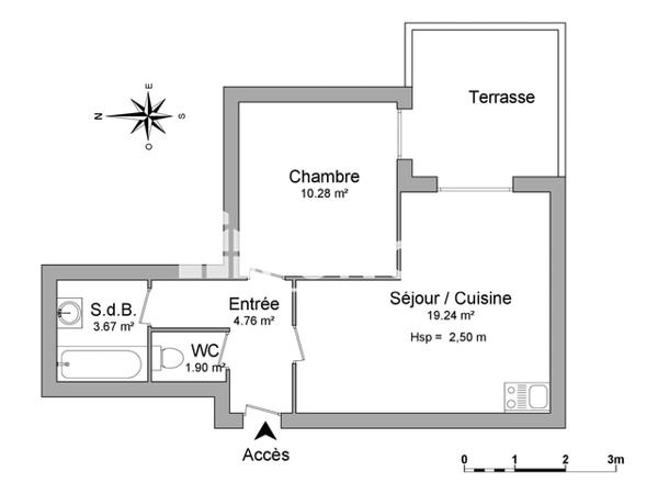 Location Appartement 2 pièces 39.85 m² - 3 RUE DU BRAS D'OR Aix En Provence 13100