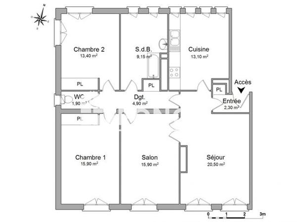 Location Appartement 4 pièces 97.05 m² - 8 PASSAGE ANDRE MESSAGER Le Havre 76620