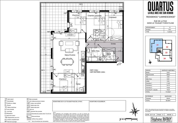 Appartement 5 pièces 116,36 m² + terrasse 55,40m²