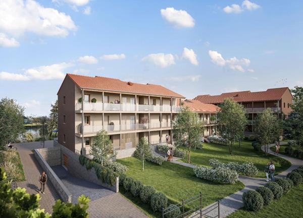 appartement 2 pièces 42m² rdc avec terrasse 13M² vue  sur  la Saône sur ile saint Laurent  Rives de Genise 1