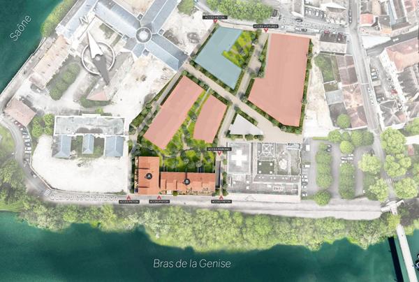 appartement 2 pièces 42m² rdc avec terrasse 13M² vue  sur  la Saône sur ile saint Laurent  Rives de Genise 1
