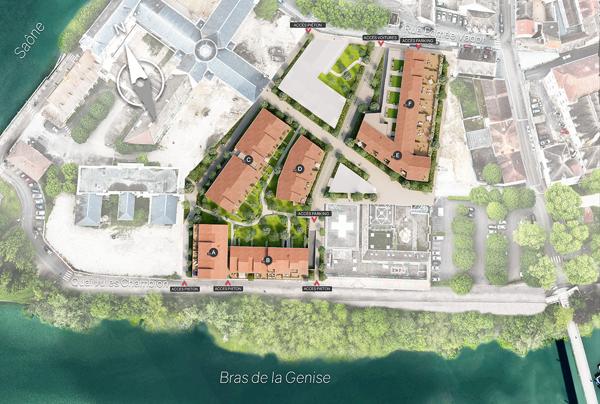 appartement 2 pièces 42m² rdc avec terrasse 13M² vue  sur  la Saône sur ile saint Laurent  Rives de Genise 1