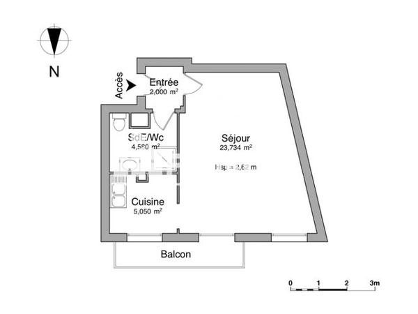 Location Studio 35.4 m² - 20 RUE GAMBETTA Tours 37000