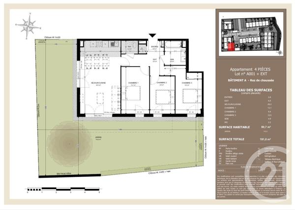Appartement T4 à vendre  4 pièces - 80,70 m2 AUDENGE - 33