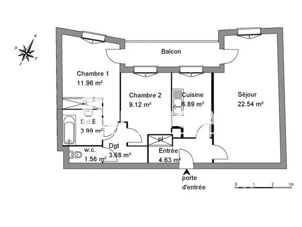 Location Appartement 3 pièces 64.37 m² - 45/65 AVENUE JACQUES CARTIER Montpellier 34000
