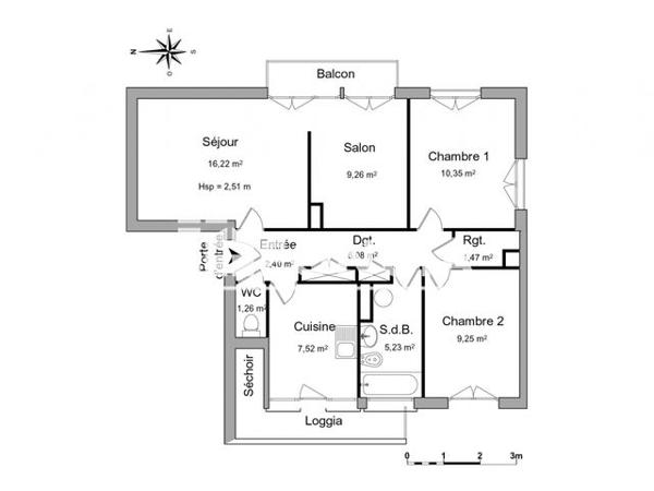 Location Appartement 4 pièces 68.04 m² - 18 A 24 RUE DU CLOS DE LA ROCHE Poitiers 86000