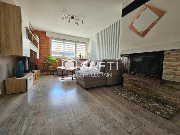 Maison semi-ind de 108m2, 6p, 3ch, jardin, garage