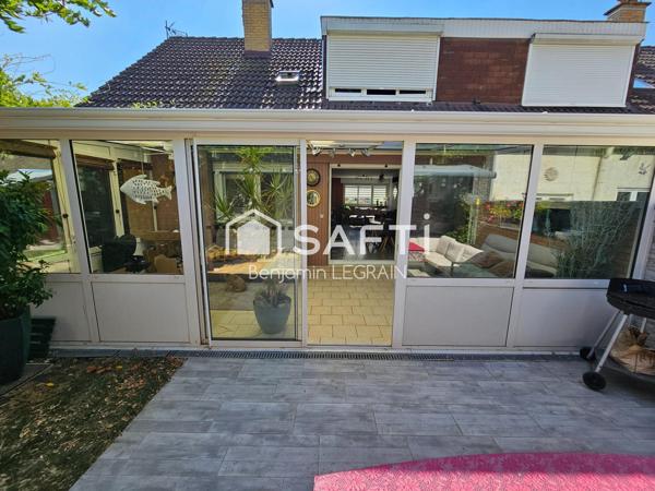 Maison semi-ind de 108m2, 6p, 3ch, jardin, garage