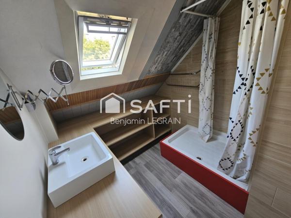 Maison semi-ind de 108m2, 6p, 3ch, jardin, garage