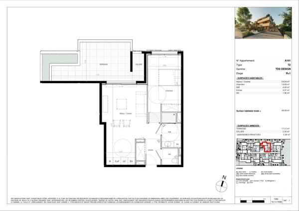 Appartement T2 à vendre  2 pièces - 48,98 m 2   BAILLARGUES  - 34