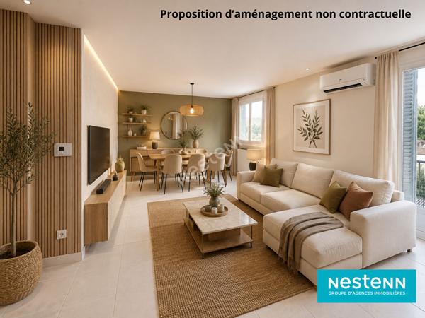 Appartement de type 2 de 52,43m2 possibilité T3 avec balcon situé à Villeurbanne secteur Château-Gaillard