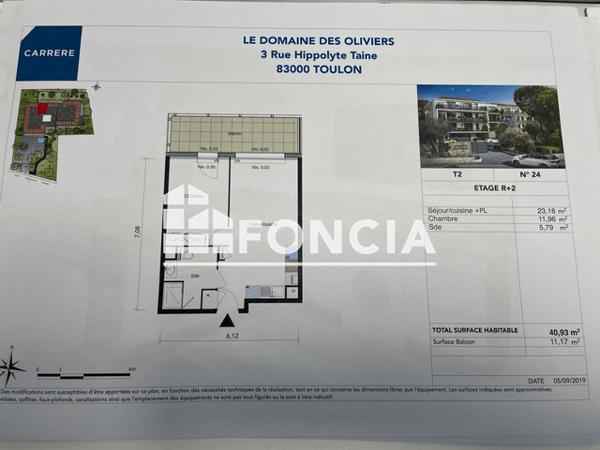 Location Appartement 2 pièces 40.93 m² - 3 RUE HYPPOLITE TAINE Toulon 83000
