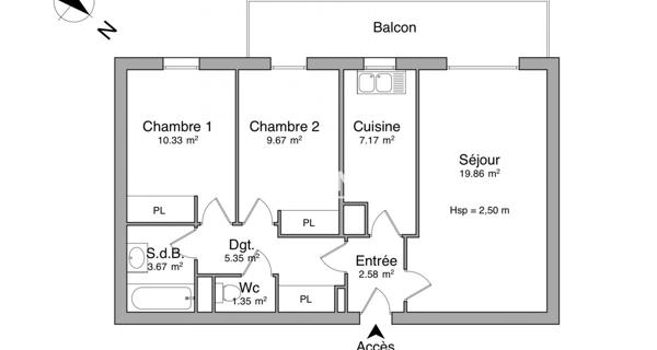 Location Appartement 3 pièces 59.98 m² - Montévrain 77144