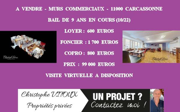 11000 CARCASSONNE - MURS COMMERCIAUX LIBRES 90 M²