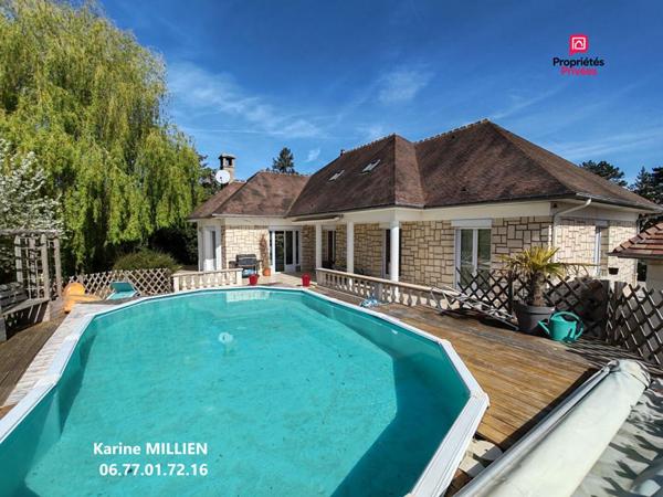 IVRY LA BATAILLE 27540 Maison individuelle avec véranda chauffée - 1 étage - 4 chambres - Double garage - Quart port - Piscine Hors Sol Chauffée - Terrain - 416000  HAI