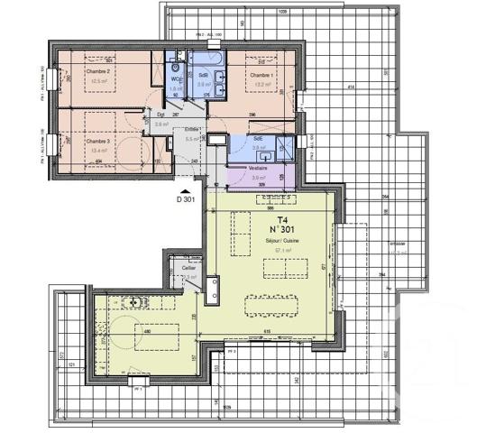 Appartement T4 à vendre  4 pièces - 121,20 m2 CHALLES LES EAUX - 73