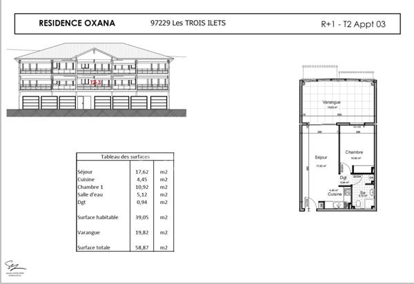 À vendre – T2 39 m² + varangue 19,82 m² – Les Trois-Îlets (972) – Anse à l’Âne Plage