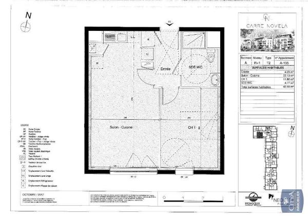 Appartement à louer 2 pièces 42.93m²