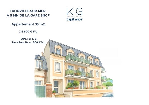 Trouville-sur-Mer, appartement 35 m² à deux pas des quais et de la gare SNCF