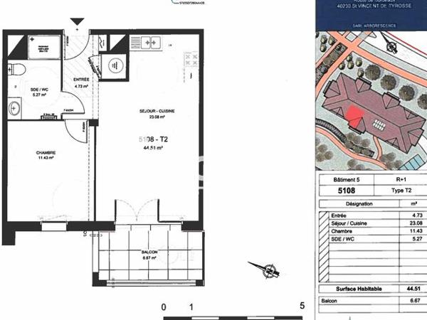 Location Appartement 2 pièces 44.51 m² - LIEU DIT MAYSOUOT Saint-vincent-de-tyrosse 40230