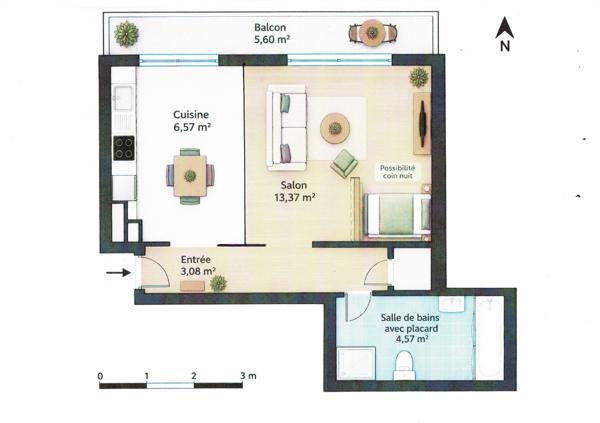 BEAU STUDIO SUR BALCON ET VERDURE POSSIBLE 2P Paris (75012)