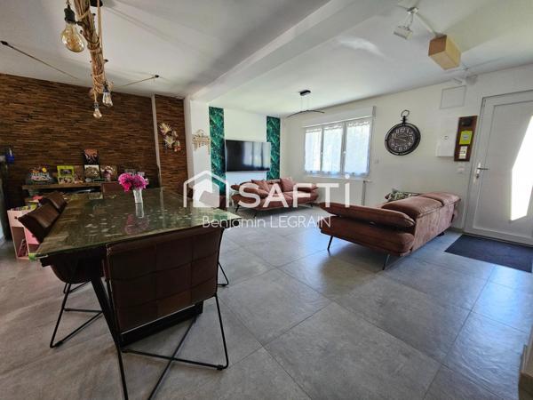 Maison semi-ind de 127m², 5p, 3ch , jardin, garage