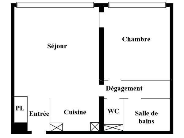 PUTEAUX/ DEFENSE appartement 2 pièces de 46 m² avec cave et parking