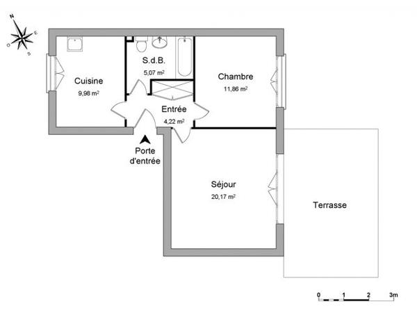 Appartement 2 pièces T2 F2 51.3 m² à Luisant 4 AVENUE DE LA REPUBLIQUE 28600 à louer
