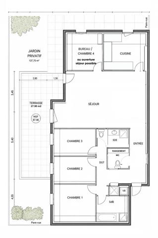 Appartement
         5 pièces
        - 105 m² Exclusivité 549 000 € *