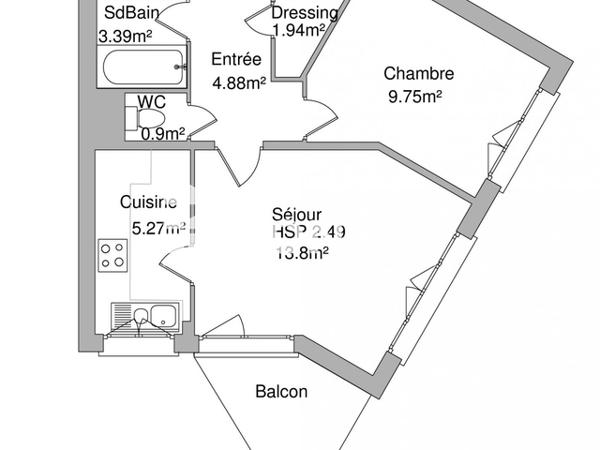 Location Appartement 2 pièces 39.93 m² - RESIDENCE LE CONCORDE Olivet 45160