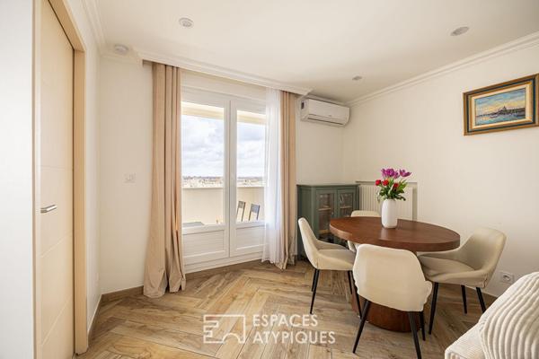 Appartement rénové avec terrasse en avant dernier étage