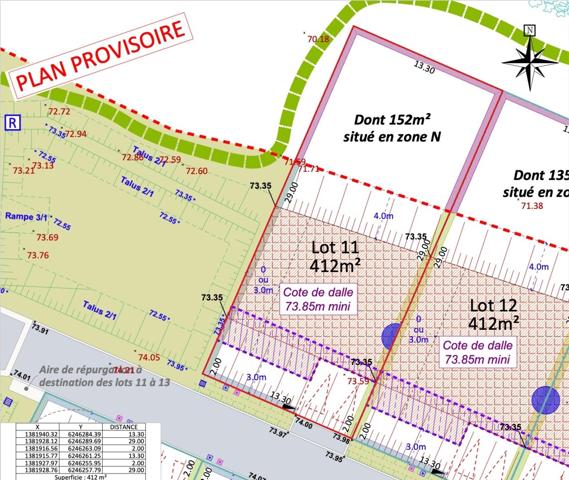 Terrain à bâtir de 412m²