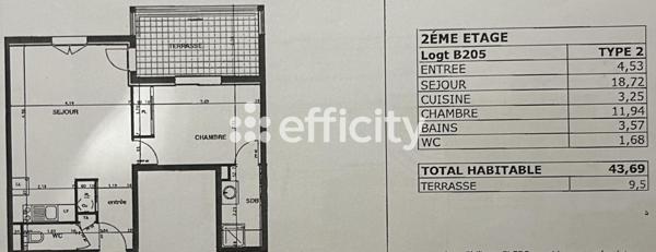 Appartement 2 pièces - 43 m²