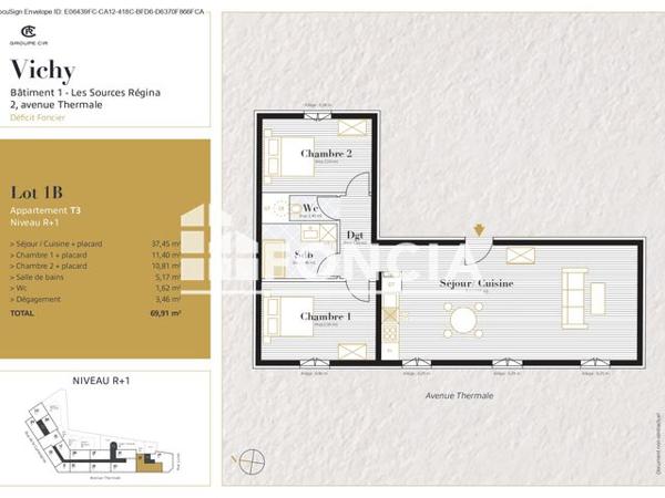 Location Appartement 3 pièces 76.57 m² - Vichy 03200