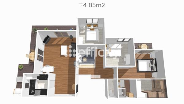 Appartement 4 pièces - 85 m² Exclusivité efficity