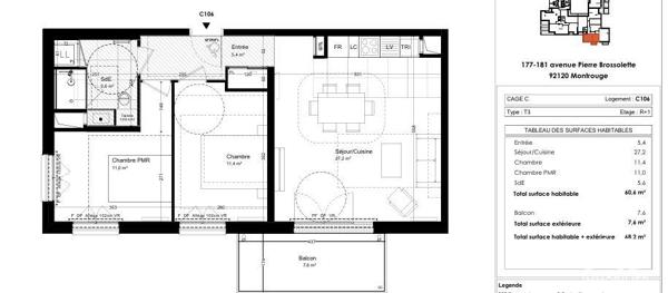 Appartement à vendre 3 pièces 60 m² Montrouge