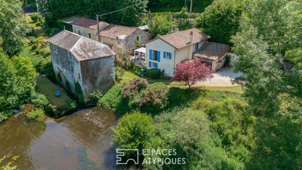 Maison au bord de l’eau, avec son moulin et ses dépendances