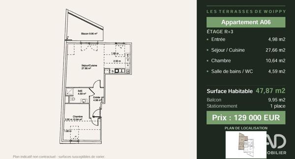 Appartement (neuf) à vendre 2 pièces 48 m² Woippy