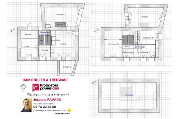 Maison de Maître  de 145 m²   119 800  HAI    Chamberet 19370
