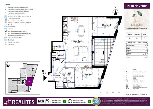 Appartement 3 p 2 chambres avec terrasse - NEUF - livrable