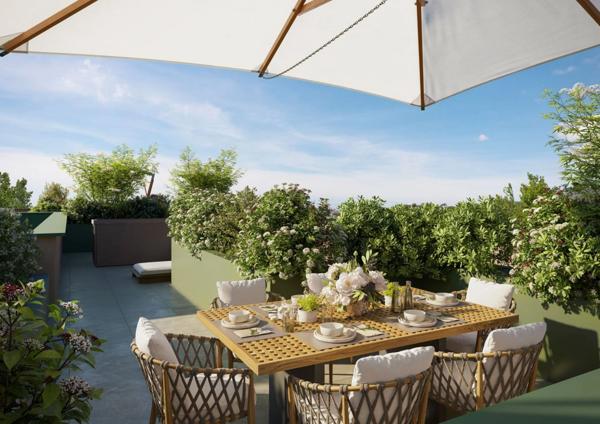 Appartement duplex neuf T5 à vendre COURBEVOIE (92), surface hab 96 m2 + terrasses & jardin 36.4 m2.